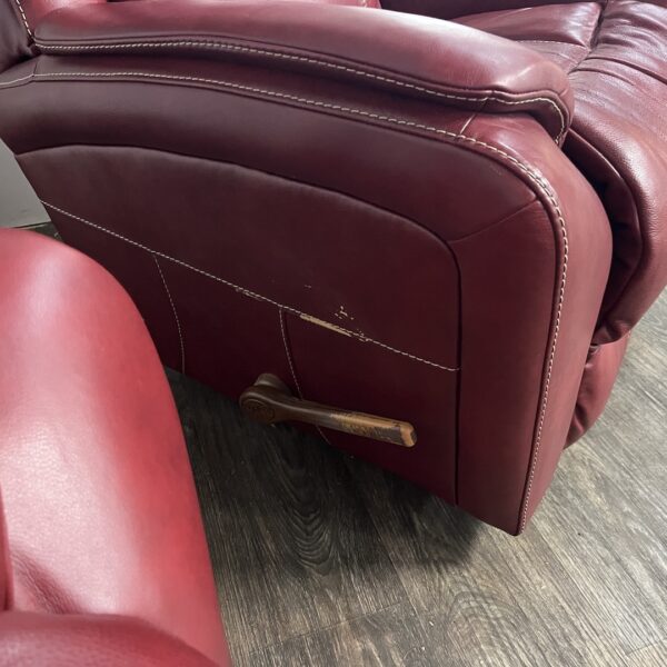 Red Faux Leather Recliner Sofa Set - Image 4