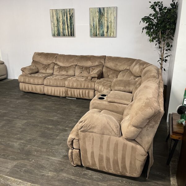 Brown Sectional w/ Sleeper + Recliners - Image 2