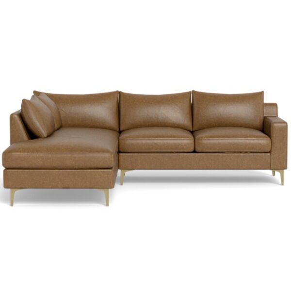 NEW Interior Define Sloan Leather 3-Seat Bumper Sectional