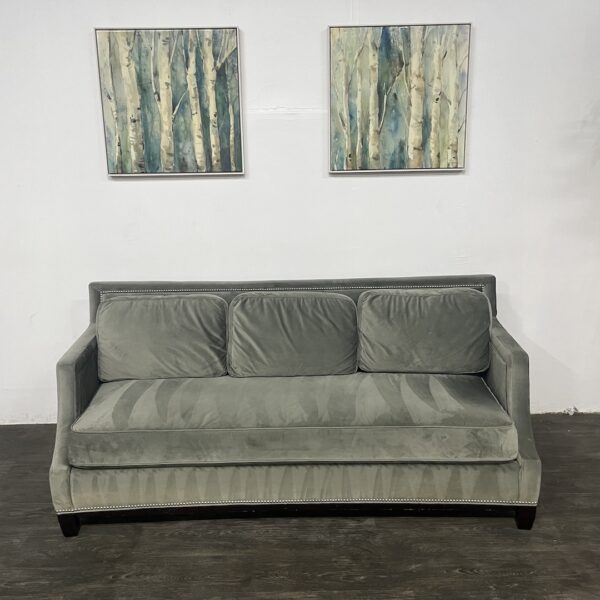 Made In USA Velvet Curved Nailhead Sofa