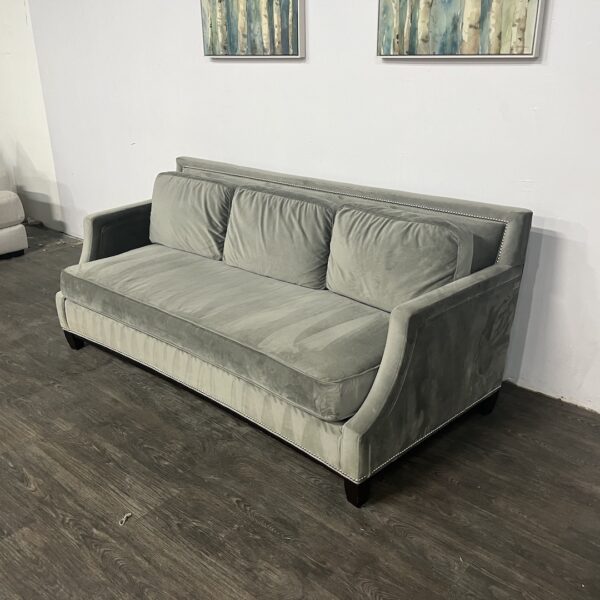 Made In USA Velvet Curved Nailhead Sofa - Image 3
