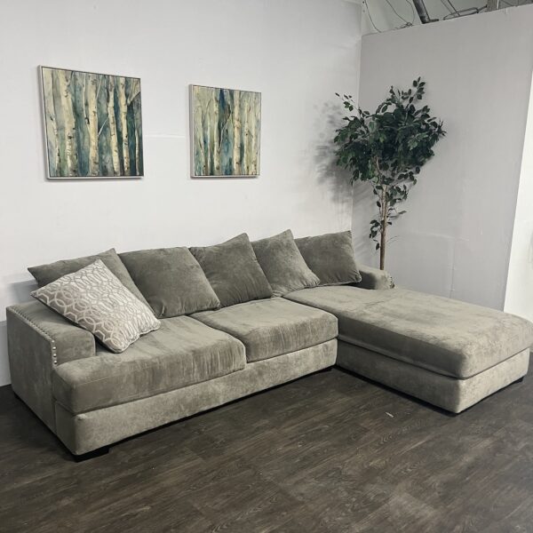 Gray Right Chaise Sectional Couch - Image 3