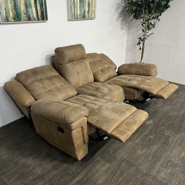 Brown 3 Seat Recliner Sofa - Image 3