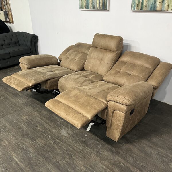 Brown 3 Seat Recliner Sofa - Image 4