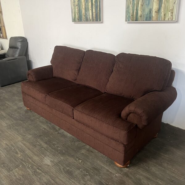 Brown Roll Arm Sofa - Image 3