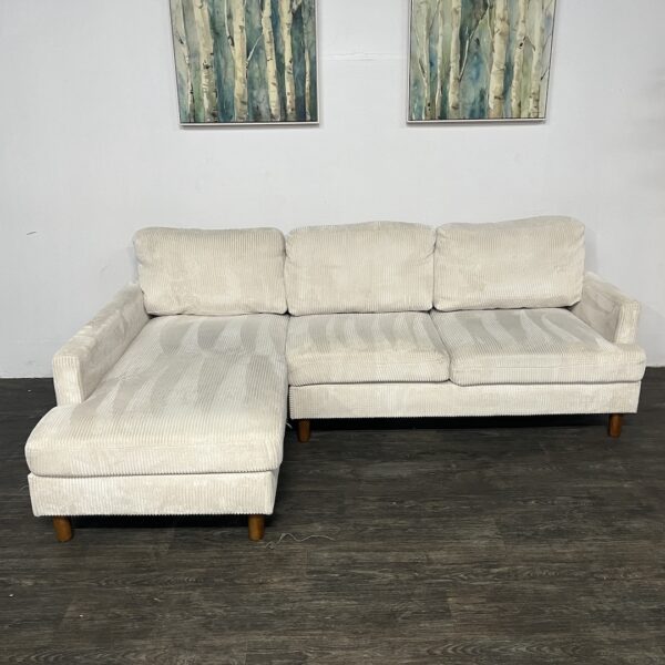 Cream 2 Pc Corduroy Sectional