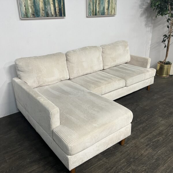 Cream 2 Pc Corduroy Sectional - Image 2