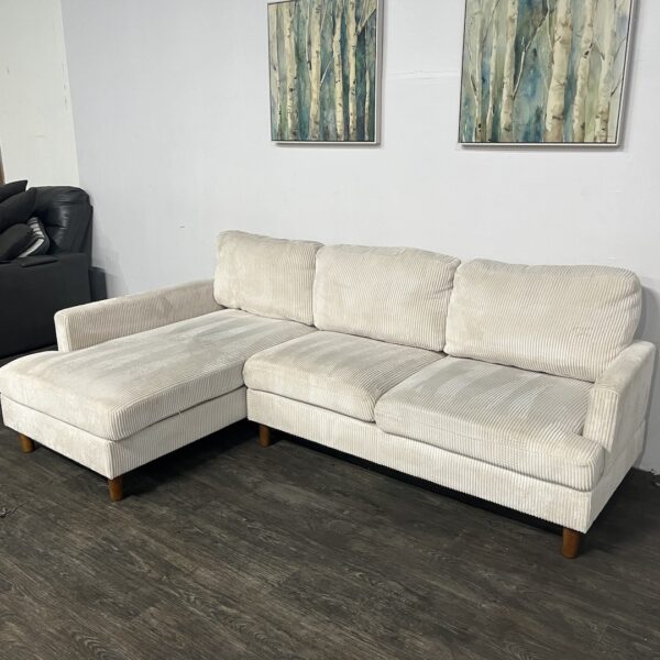 Cream 2 Pc Corduroy Sectional - Image 3