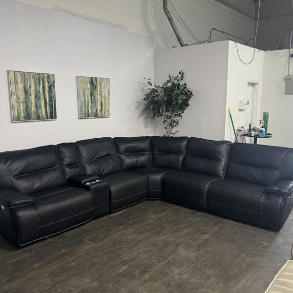 Leather Power Recliner Sectional