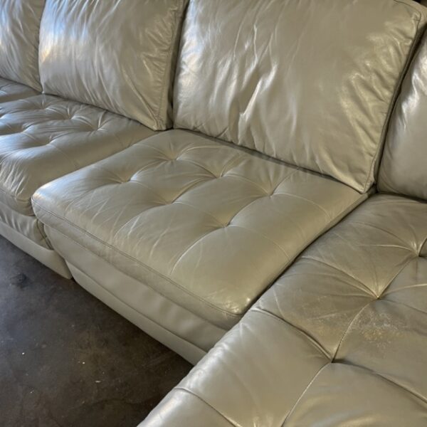Beige Leather Sectional - Image 3