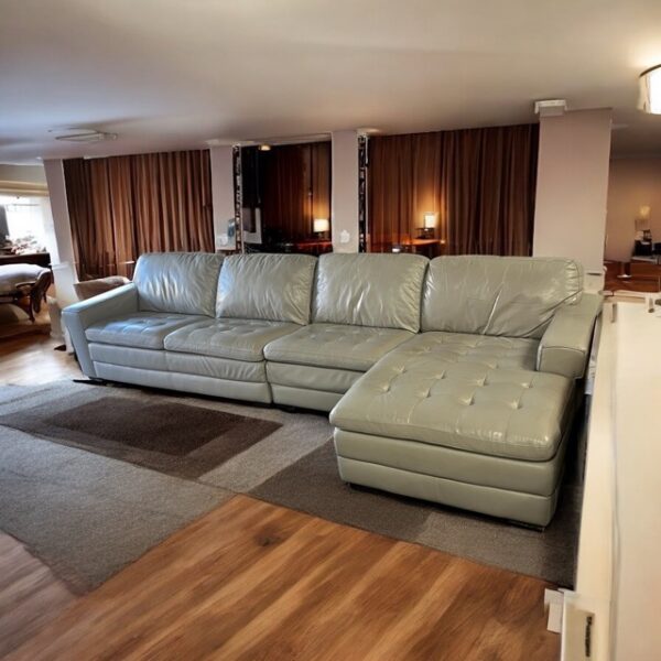 Beige Leather Sectional