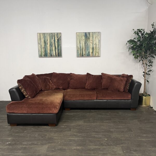 Dark Red/Black Sectional Couch