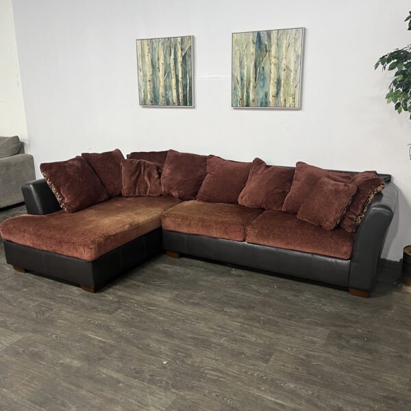 Dark Red/Black Sectional Couch - Image 2