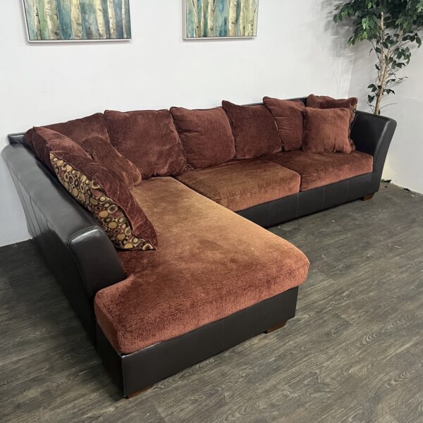 Dark Red/Black Sectional Couch - Image 3