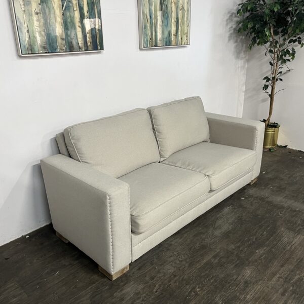 Beige Nailhead Sofa - Image 2