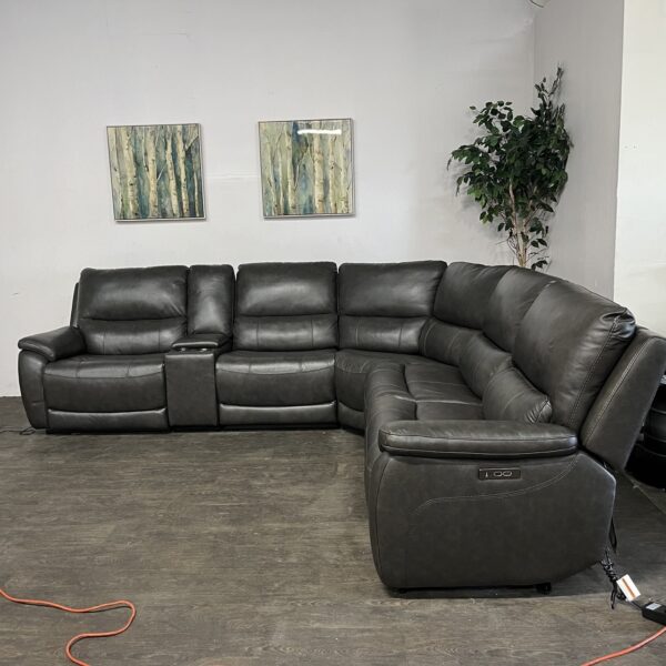 Leather Power Recliner Sectional