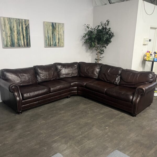 Havertys Leather Sectional - Image 3