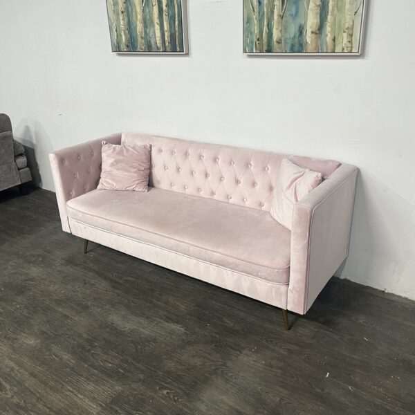 Pink MCM Tufted Sofa - Image 2