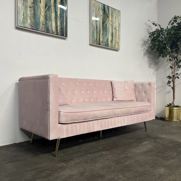 Pink MCM Tufted Sofa - Image 3