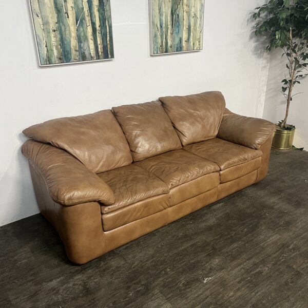 Brown Leather Sofa - Image 2