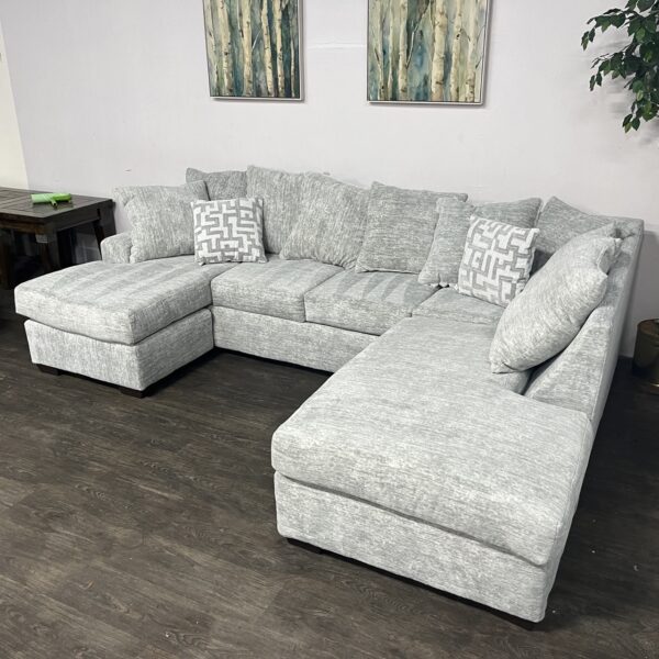 Light Gray Ashley Furniture Double Chaise Sectional - Image 3