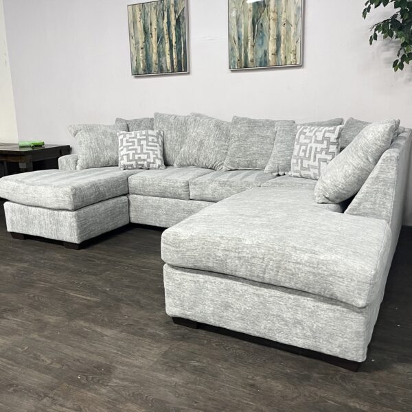 Light Gray Ashley Furniture Double Chaise Sectional - Image 2