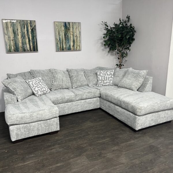 Light Gray Ashley Furniture Double Chaise Sectional - Image 4