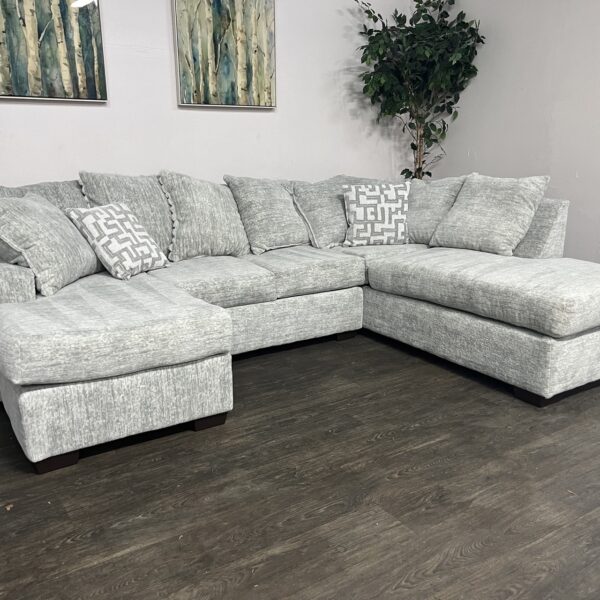 Light Gray Ashley Furniture Double Chaise Sectional - Image 5