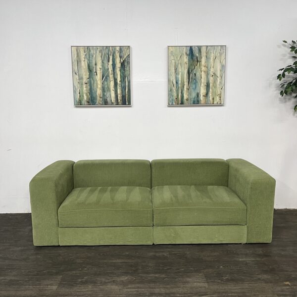Green Modular Corduroy Sofa w/ Storage
