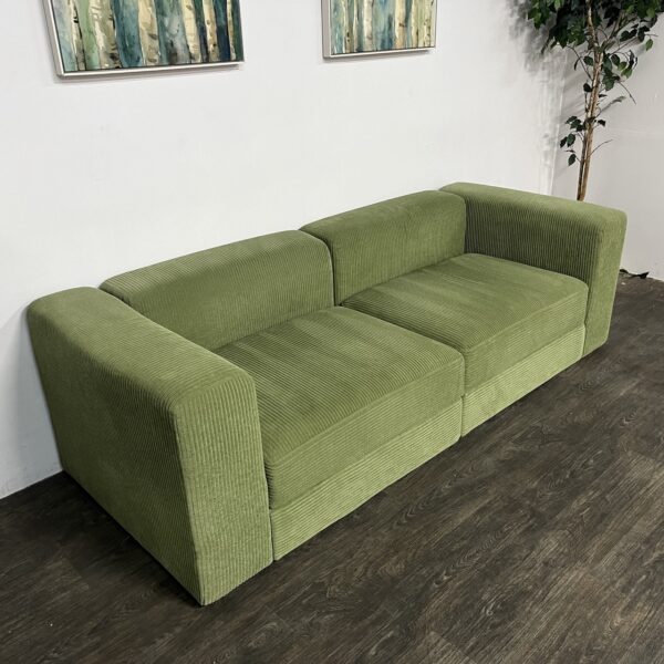 Green Modular Corduroy Sofa w/ Storage - Image 3