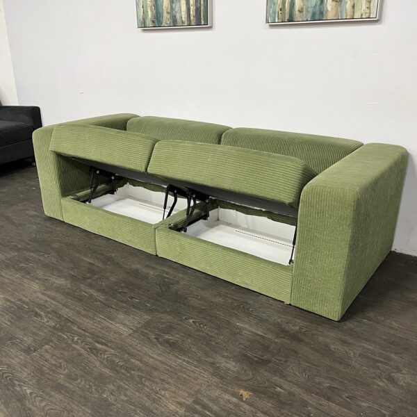 Green Modular Corduroy Sofa w/ Storage - Image 2