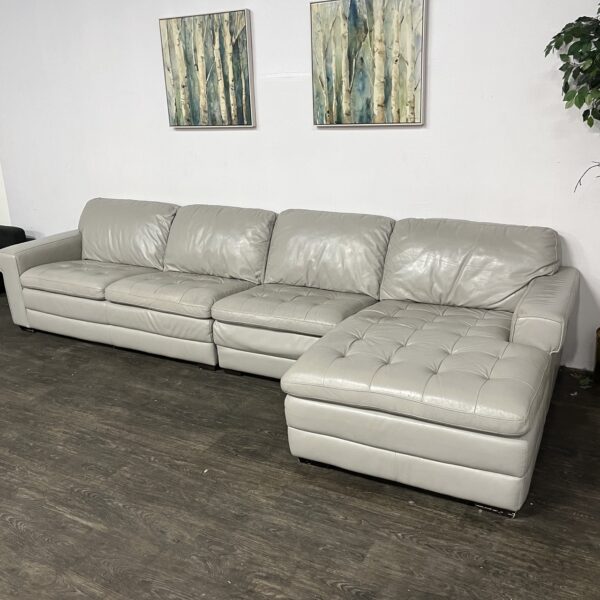 Beige Leather Sectional - Image 2
