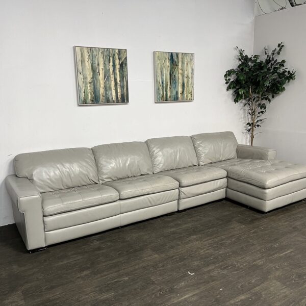 Beige Leather Sectional - Image 3