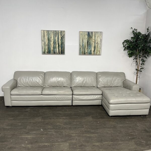 Beige Leather Sectional