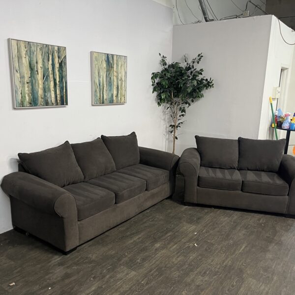 Brown Sofa + Loveseat Set - Image 2