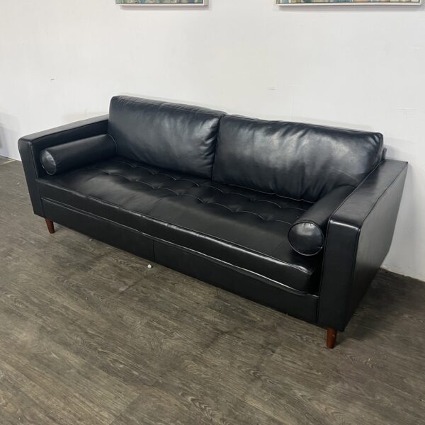 MCM Faux Leather Bench Seat Sofa - Image 3