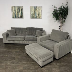 Thomasville Velvet Sofa Set + Ottoman