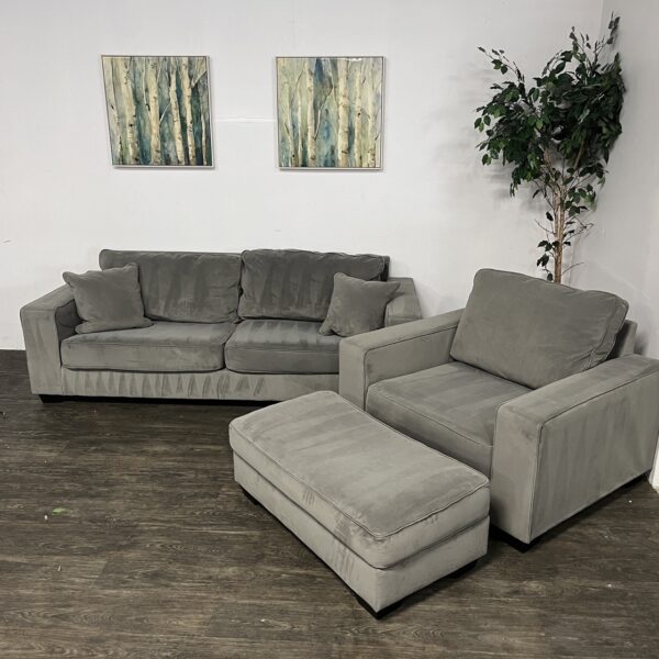 Thomasville Velvet Sofa Set + Ottoman