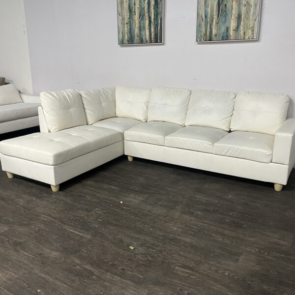 White Leather Sectional - Image 3