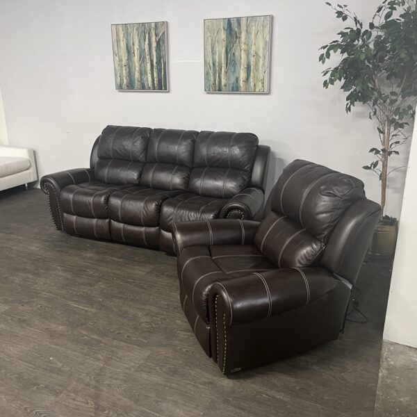 Leather Power Reclining Sofa Set - Image 3