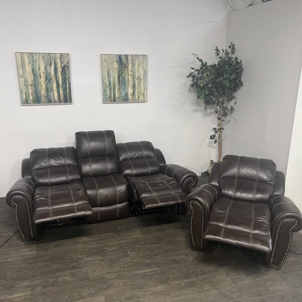 Leather Power Reclining Sofa Set - Image 4