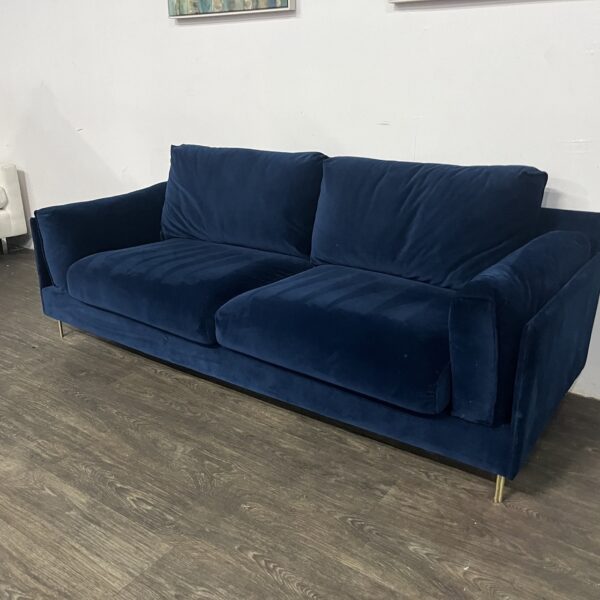 Blue Velvet Modern Sofa - Image 3