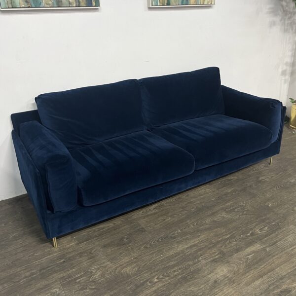 Blue Velvet Modern Sofa - Image 2