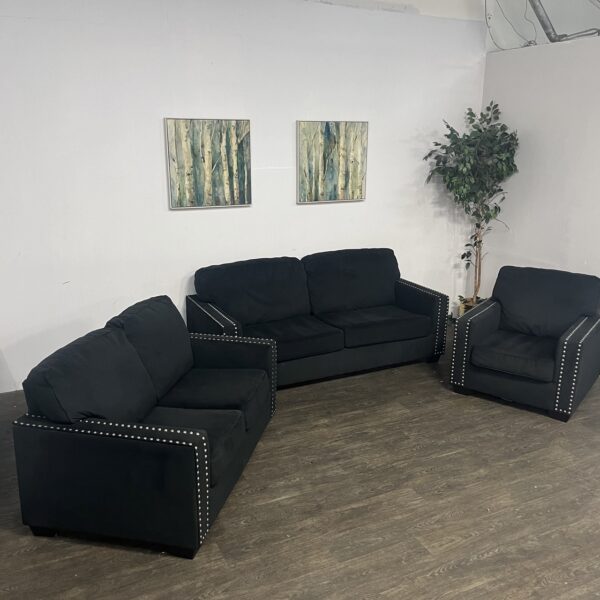 Black Nailhead Sofa Set - Image 2