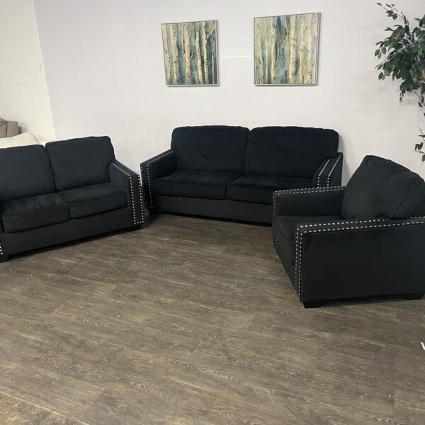 Black Nailhead Sofa Set - Image 3