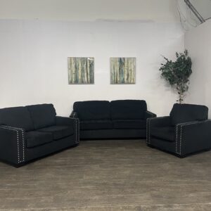 Black Nailhead Sofa Set