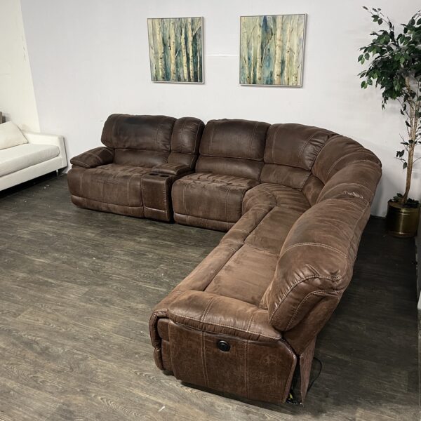 Suede Power Recliner Sectional - Image 2