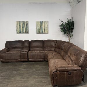 Suede Power Recliner Sectional