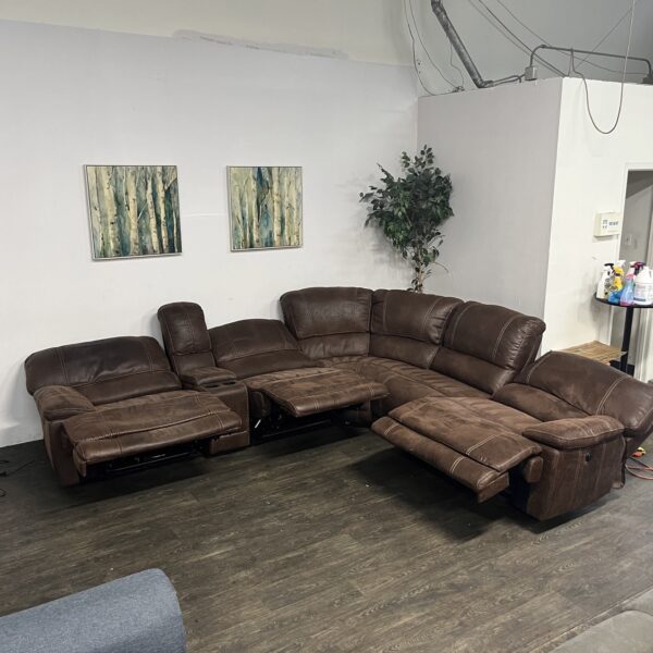 Suede Power Recliner Sectional - Image 4