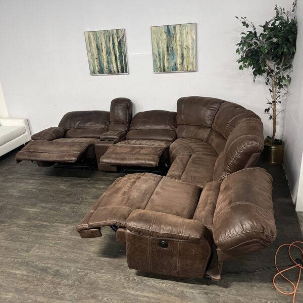 Suede Power Recliner Sectional - Image 5
